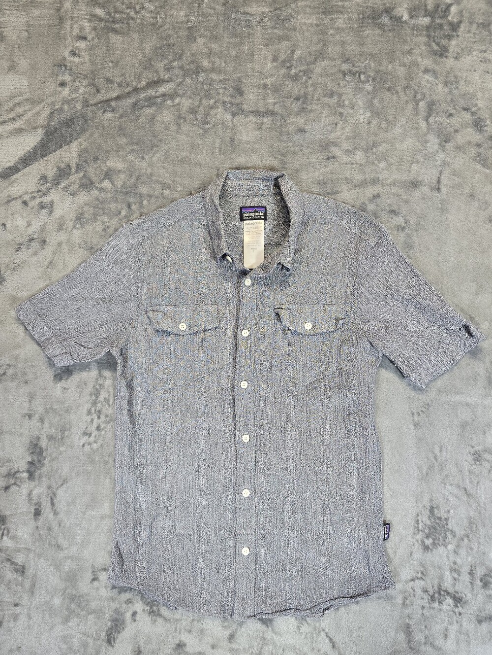 Y2K Patagonia Organic Cotton Button Up Shirt Size Small Fits Youth Large Gray